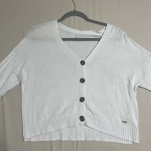 white Hollister button sweater